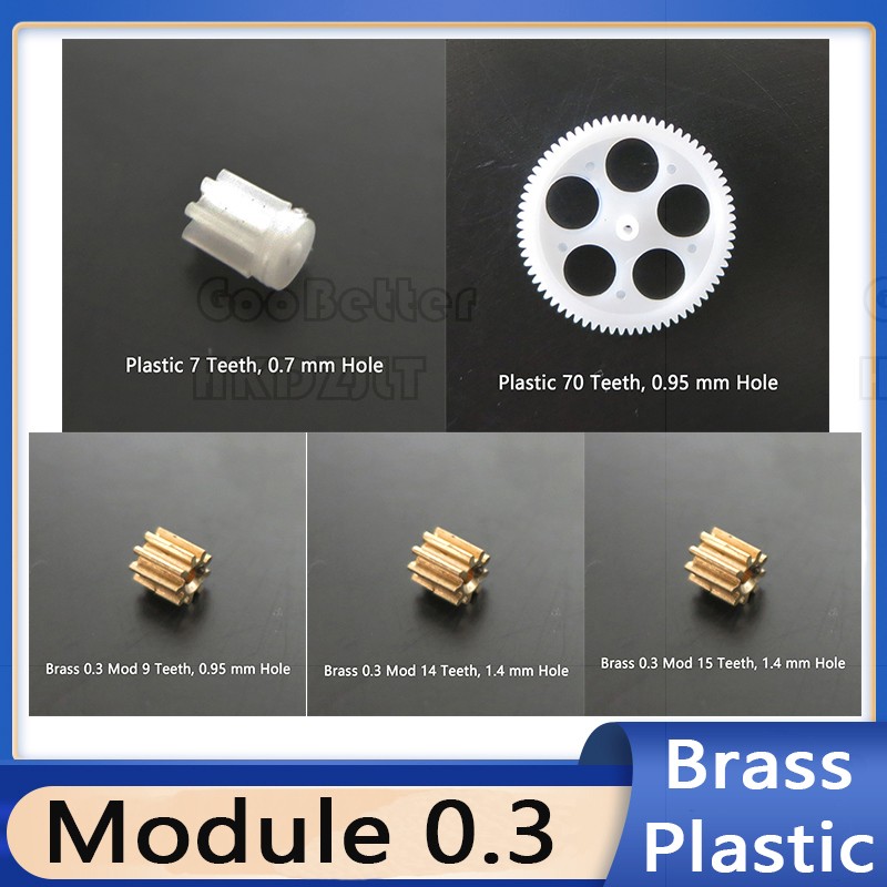 Brass / Plastic Gear Module 0.3 Gears for Toy Robot DIY 7/9/14/15/70 ...