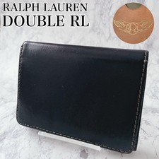 RRL Ralph Lauren Trifold Leather Wallet Black Casual Unisex Inner Wing Logo Used