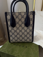 Gucci GG Supreme Mini Tote Beige Black, Top H...