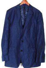 Brooks Brothers REGENT 2 Bttn Navy Blue Herringbone Linen/Wool Blazer Men's 42L