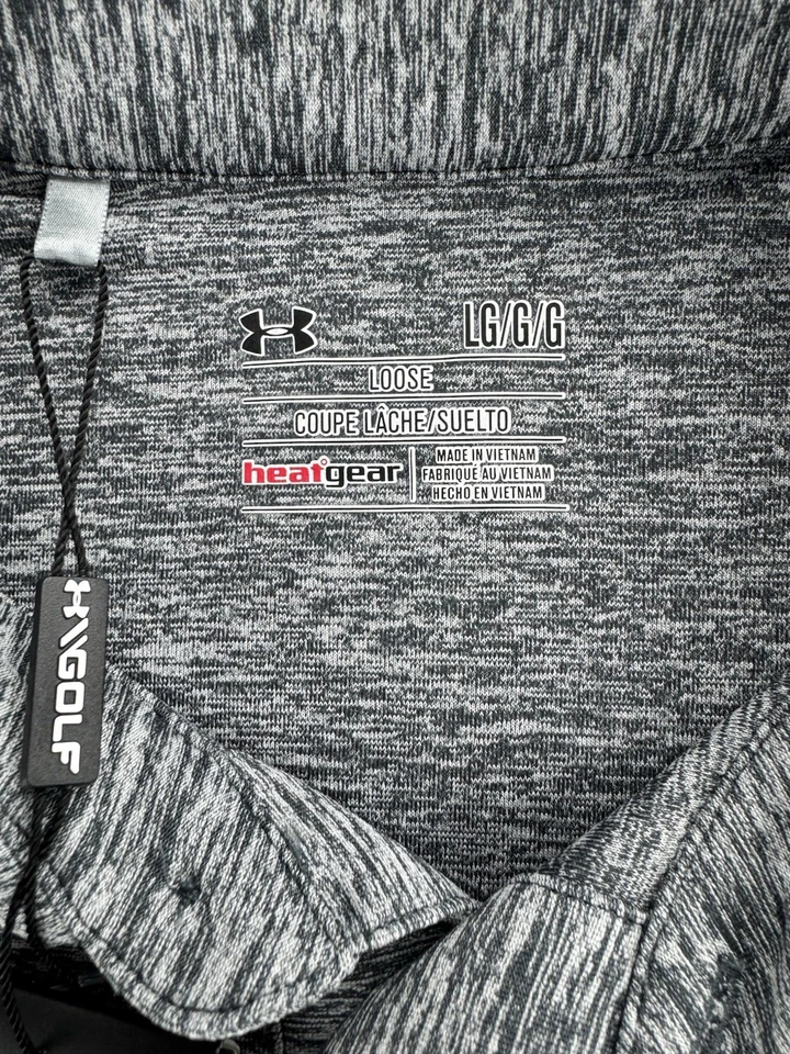 Under Armour Golf HeatGear Mens LG Gray Heather Performance Polo Shirt Loose Fit - Image 4 of 4