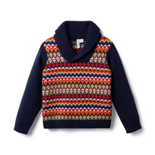 Janie and Jack Fair Isle Shawl Collar Sweater