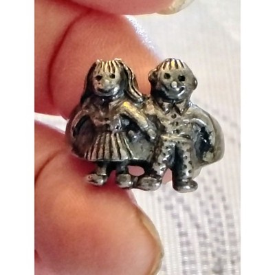 R537 Sterling Silver Figural Children Ring Signed CFS Boy Girl Size 6.75 Vintage