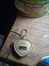 Vintage Gold-Toned Heart Shaped Quartz Pendant Watch with Digital Display