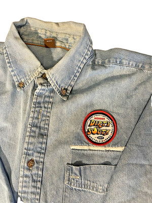 Urban Behavior Denim Inspired Button Down Drag Racing Shirt (Dirty South)