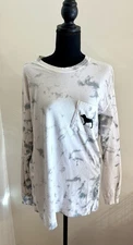 PINK Victoria's Secret Womens Dog Tie-Dye Crew Neck Top Long Sleeve Medium Soft