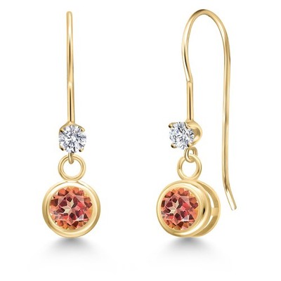 14K Yellow Gold Ecstasy Mystic Topaz and Lab Grown Diamond Dangle Earrings for