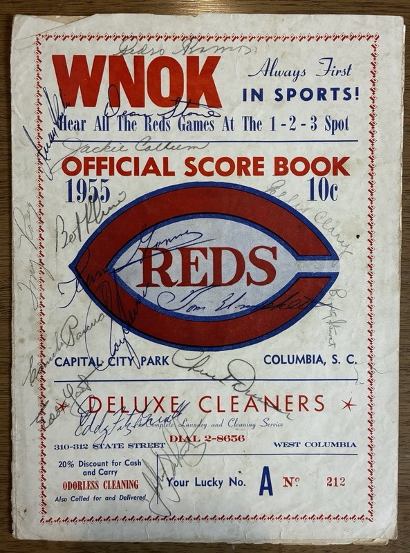 1955 Cincinnati Reds Score Book Signed by Washington Senators 16 Signatures
