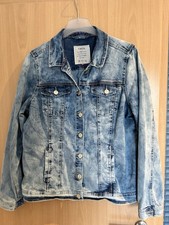 Cecil Jeansjacke Damen Blau Größe XL Denim Jacke Blumen Stickerei