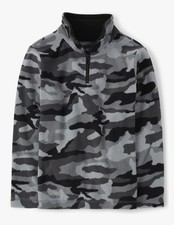 Boys Size 10/12 camo fleece 1/4 zip. NWT Gray Black Camouflage Jacket Soft