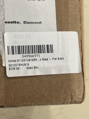 Emtek 5112DTUS19RH Dumont RH Passage Door Lever Set w/ Modern Rose - Flat Black