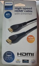 Philips 4' High Speed HDMI Cable with Ethernet EZGrip Black for 4K/1080p New