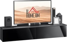 Floating TV Unit Stand Gloss Black Grey Wall Mounted Media Shelving for 70 inch