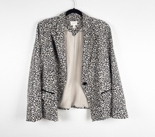 Chicos Women's Lined Faux Suede Open Front Cheetah Print Blazer Sz 2 L