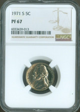 1971 S Jefferson Nickel NGC PF67 Quality