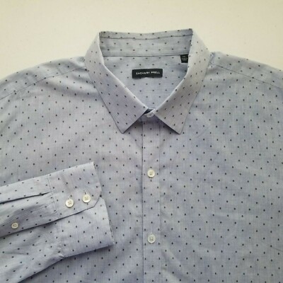 Zachary Prell Mens Blue Goemetric Button Front Long Sleeve Casual Shirt 2XL 