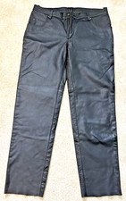 Mens Ambition Brown Leather Biker Pants Size 42 High Quality Lined Unhemmed