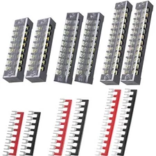6 Packs 8/10/12 Positions Terminal Strip Blocks 600V 15A with Cover and 6 Pac...