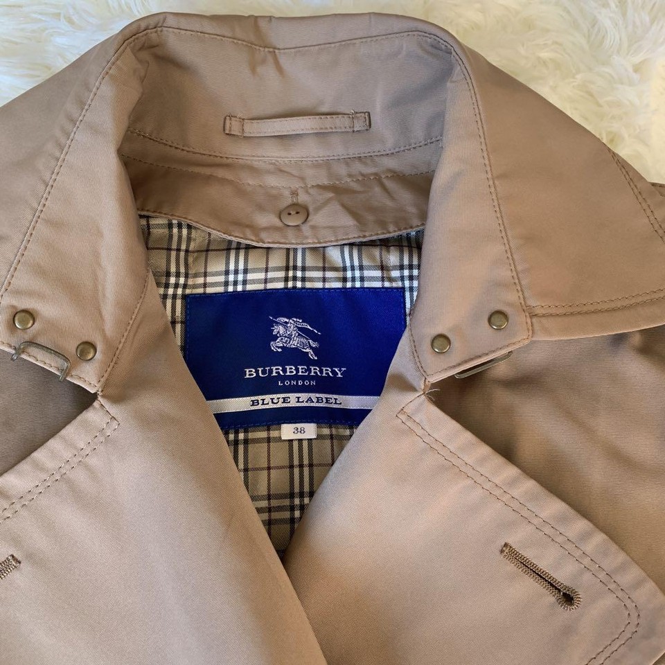 Burberry London Trench Coat From Japan Nova Check Ladies 38 Beige