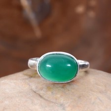 Green Onyx ring, 925 Sterling silver, Gemstone Green Onyx ring, Handmade ring