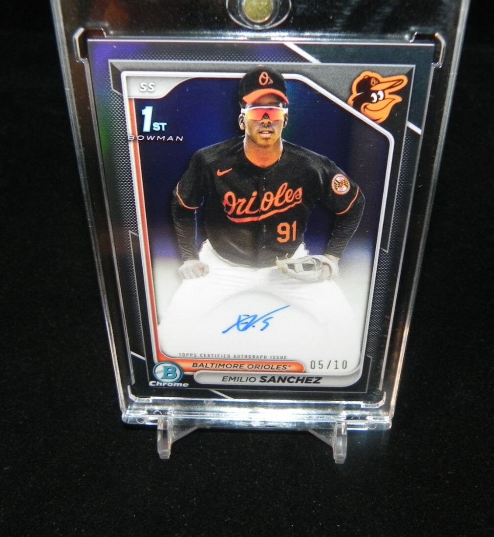 2024 Bowman Chrome EMILIO SANCHEZ 1st Black Refractor Auto 5/10 RC Orioles