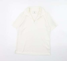 Taylor Mens White Polyester Blend Polo Size S Collared