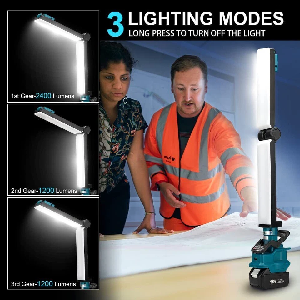 Schnurlose LED-Arbeitsleuchte für Makita 18V Akku 30W 2400LM LED-Taschenlampe - Bild 4 von 4