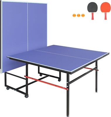 Mid-Size 8ft Foldable & Portable Ping Pong Table Table Tennis Set for Indoor