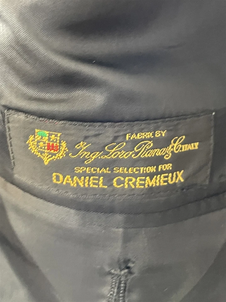 Daniel Cremieux 46L USA MADE Loro Piana Wool Black Hopsack 3Btn Blazer Jacket - Image 4 of 4