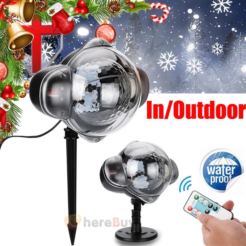 Projetor de floco de neve de Natal LED externo em movimento queda de neve luz laser paisagem - Imagem 2 de 4