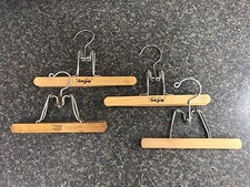 4 Vintage Wood Clamp Clothes Hangers  Firm-Grip / Setwell / Generic