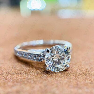 9MM Round Cut D Moissanite Vintage Engagement Wedding Ring 14k White Gold Plated