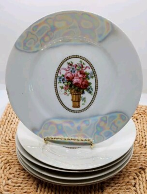 Set Of 5 Vintage KAHLA Porcelain Saucers Plates 7½  Made in Germany