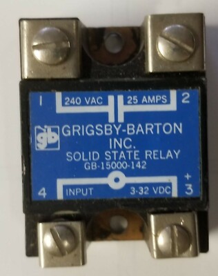 Grigsby-Barton GB-15000-142 Solid State Relay 3-32Vdc IN 240Vac 25A OUT USA NEW!