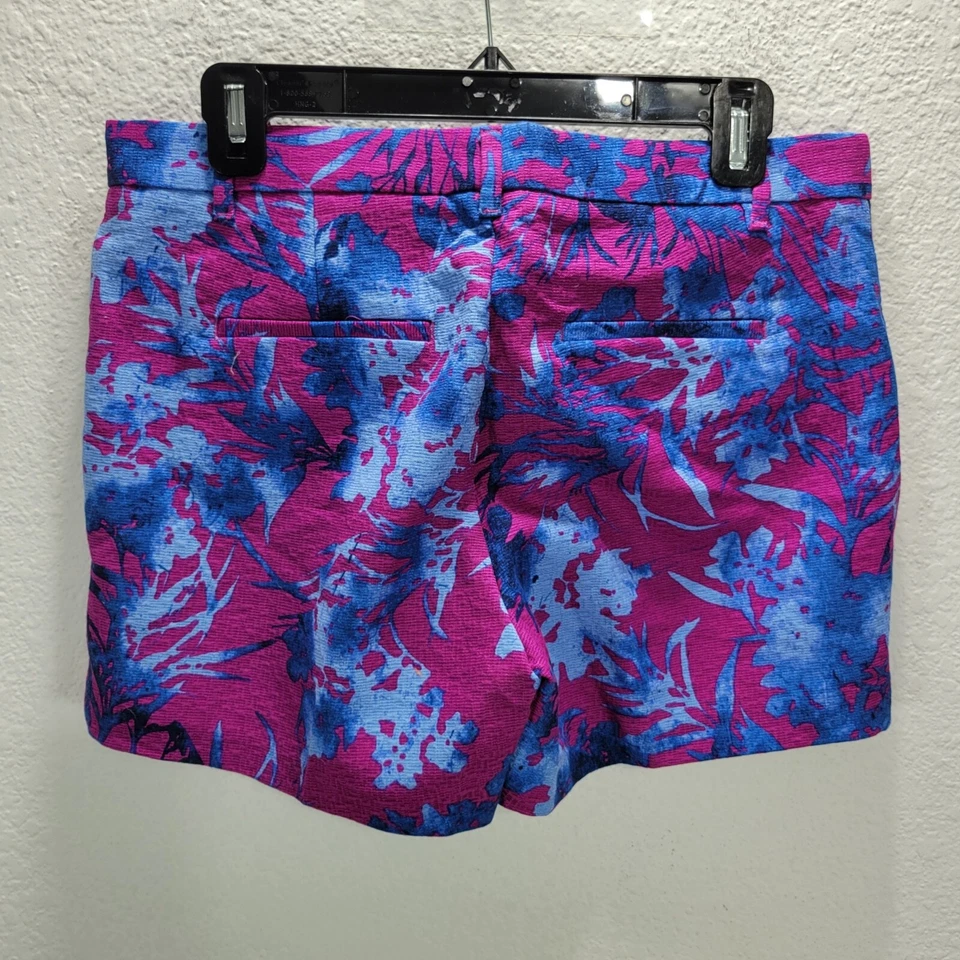 Pantalones Cortos Chinos Banana Republic Mujer Estampado Floral Algodón Talla 6 Azul Rosa Bolsillos Foto 3 de 4