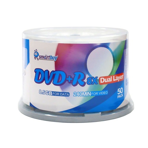 Paquete de 300 discos grabables con logotipo SmartBuy superficie superior DVD+R DL 8X doble capa 8,5 GB - Imagen 2 de 3
