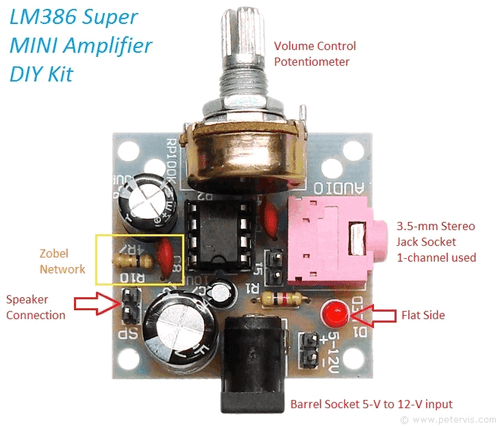 LM386 Super Mini Audio Amplifier DIY Kit Board 35x37mm 3-12V - Unsoldered - Picture 5 of 8