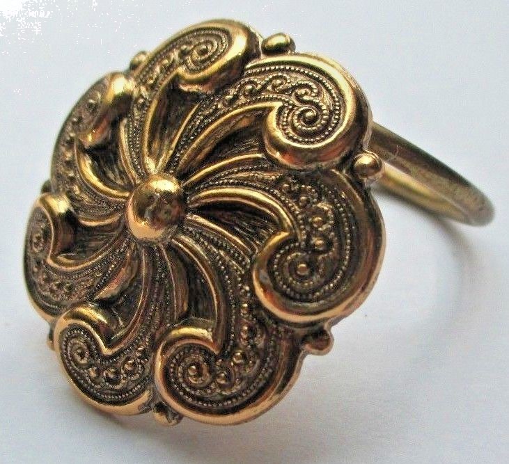 Ancien Porte-foulard Orné D'une Fleur Gravée - Bijou Vintage De 1851 - Épingle Décorative