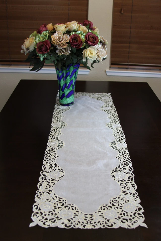 Organza Embroidered Lace Placemat Dining Table Runner Wedding Bridal Party - Image 4 of 4