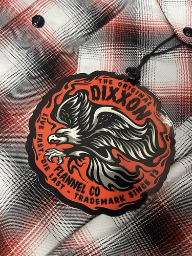 Dixxon Flannel Co Flannel Shirt The Eagle Men's Medium Orange Black White Plaid - Picture 12 of 13