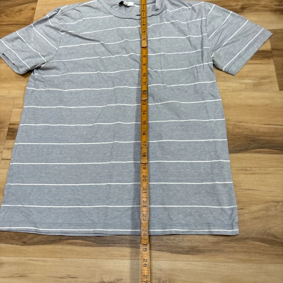 Camiseta Reiss Para Hombre Pequeña Azul Algodón Rayas Cuello Redondo Egipcio Calce Ajustado Foto 4 de 4