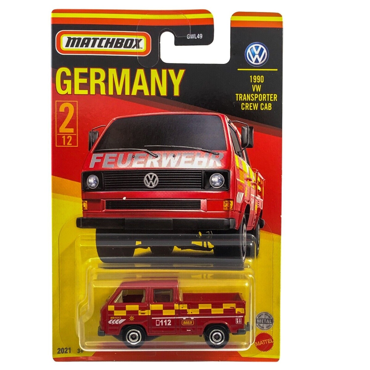 1990 VW Transporter Crew Cab Matchbox Stars of Germany 2021 MB1013