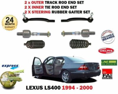 FOR LEXUS LS400 1994-> 2x INNER 2x OUTER TRACK TIE RACK STEERING ROD END + BOOTS