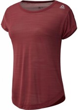 Image of Reebok Workout Ready Activchill Top Size S Burgundy Loose Slub T-Shirt 