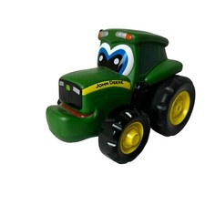 JOHN DEERE Chunky Tractor Toy Toddler Preschool Face Eyes 6" Works Push Go