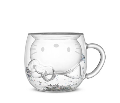 NEW Joyjolt  Hello Kitty Mug 50th Anniversary 3D Double Wall Glass