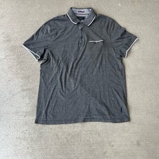 Ted Baker Mens Polo Shirt XL Gray Short Sleeve Casual Cotton