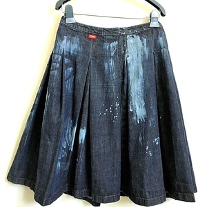 Miss-Sixty-Denim-Blue-Jean-Mini-Skirt-Size-M-Pleated-Acid-Wash-Made-Italy-NWOT