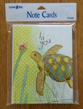 8 Leanin Tree Note Cards HI YOU, Cute SEA TURTLE AND CRAB, FULL Color Interior