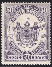 NORTH BORNEO-1894 50c Deep Slate-Purple Sg 82 LIGHTLY MOUNTED MINT
